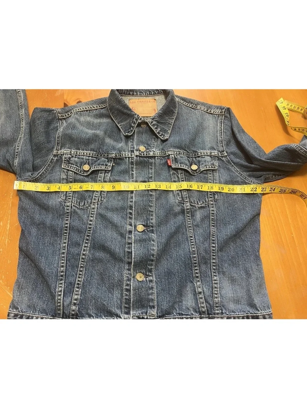 Vtg 92 Levi’s Made in USA 70529 Trucker Jacket Leather Patch Black Metal Art L - Picture 8 of 14